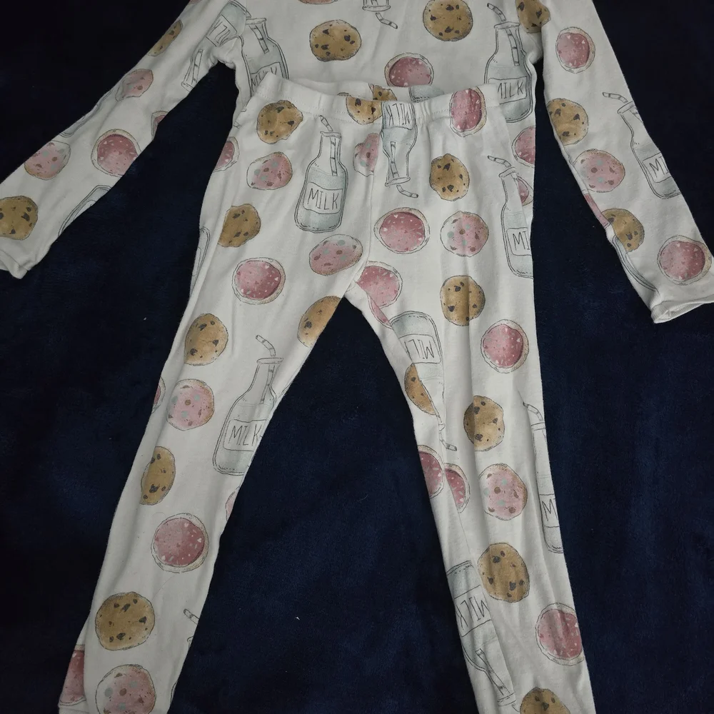 Carter's White Milk & Cookies Printed Pajama Set with Pink and Tan Accents